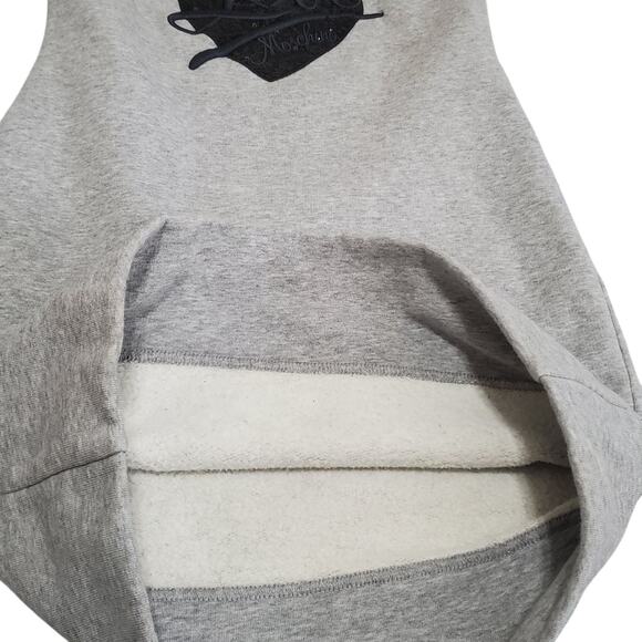 Moschino Vintage Y2K Grey Sweatshirt Dress Fleece Lined Logo Heart Sequin size 2 - Picture 8 of 12
